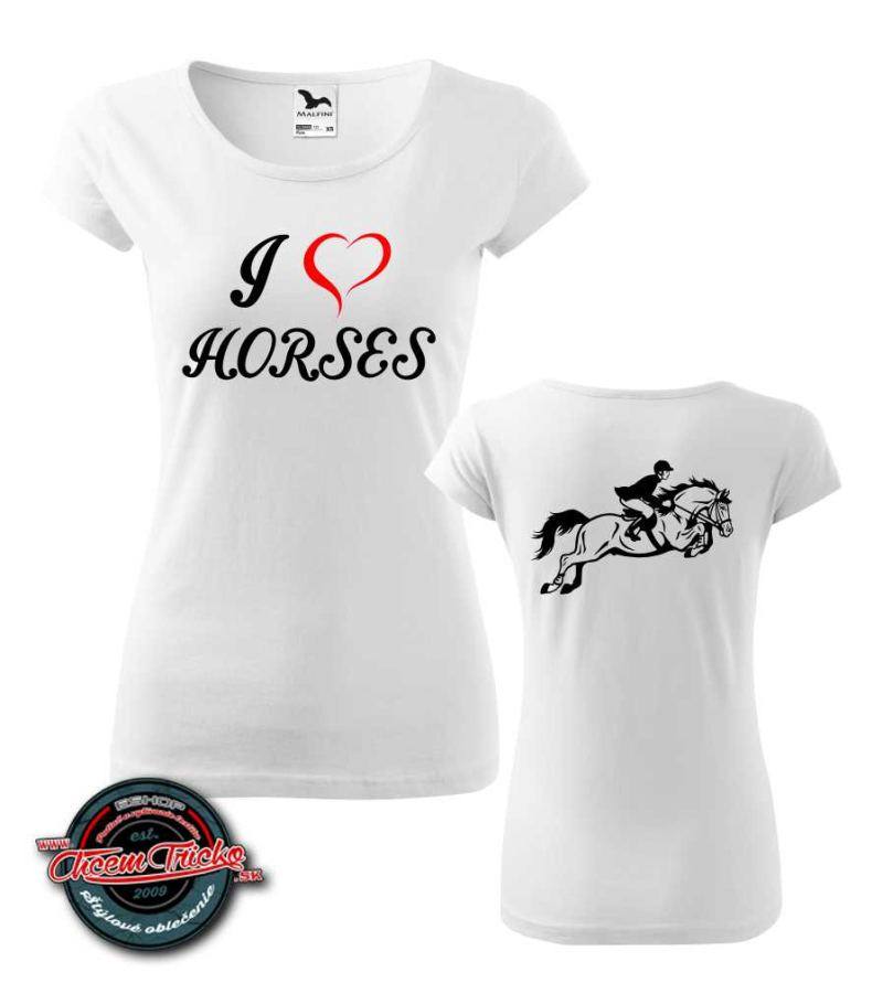Dámske tričko s potlačou I love horses