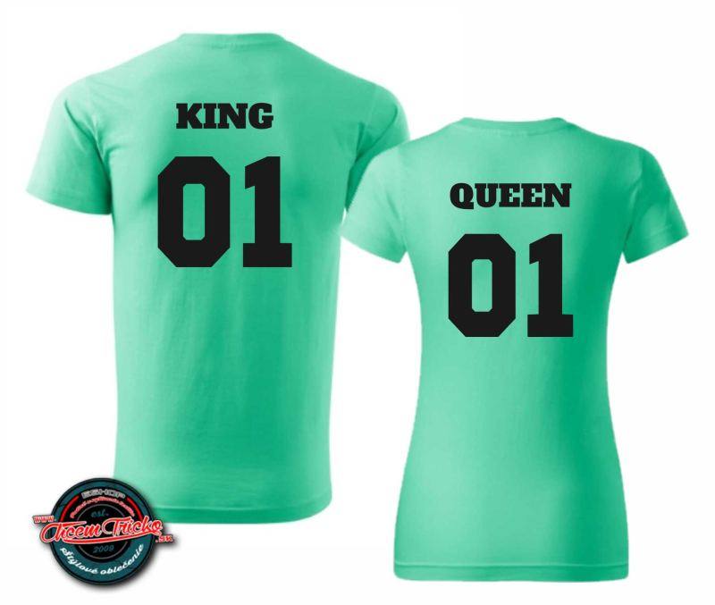 Tričká s potlačou pre páry King 01 & Queen 01 neon