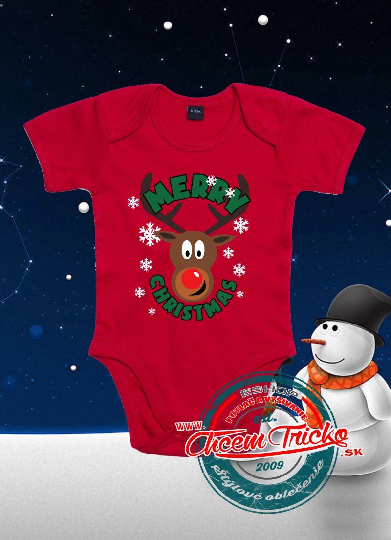 Detské tričko / body Merry Christmas sobík