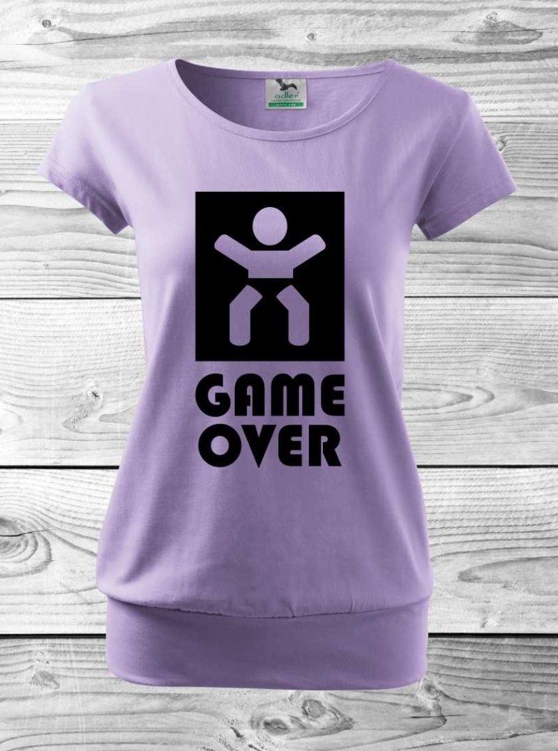 Tehotenské tričko s nápisom Game over