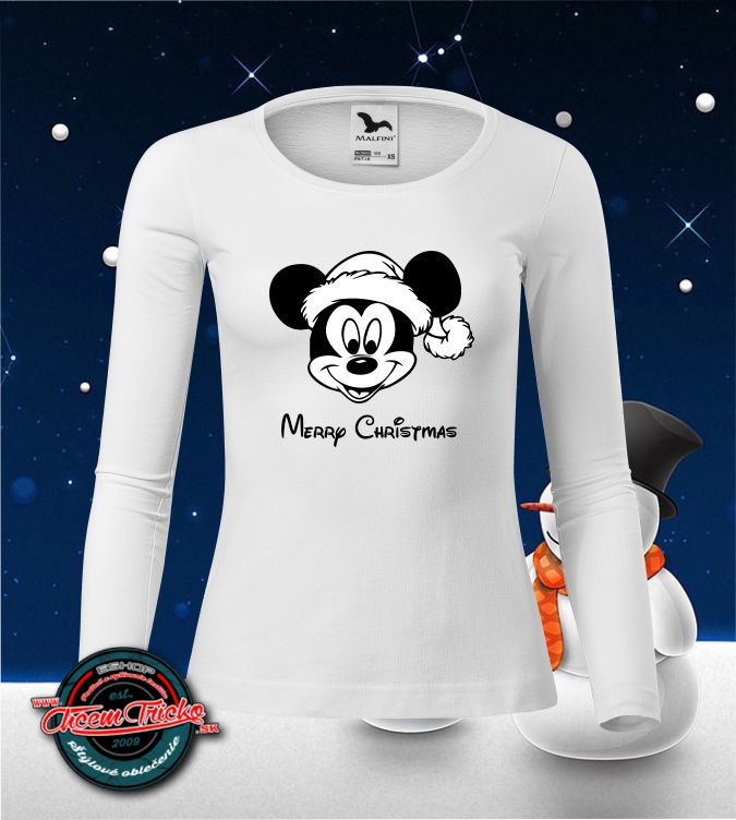 Dámske vianočné tričko s dlhým rukávom Mickey