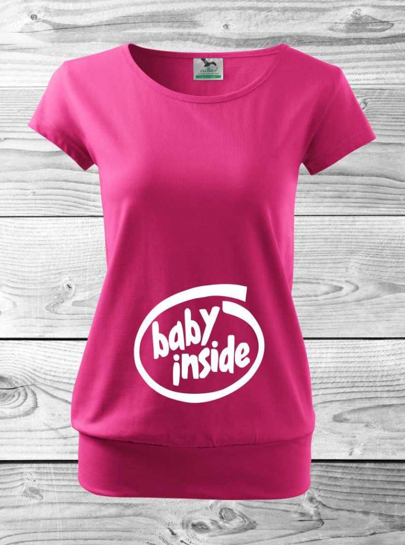 Tehotenské tričko s nápisom Baby inside