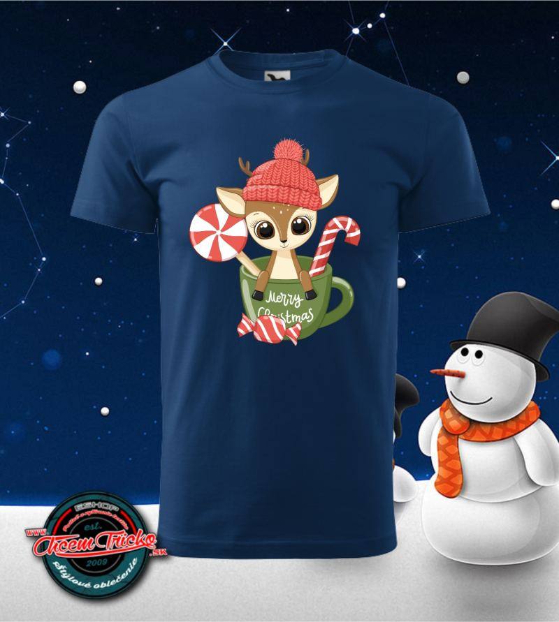 Tričko vianočné s potlačou Merry Christmas deer