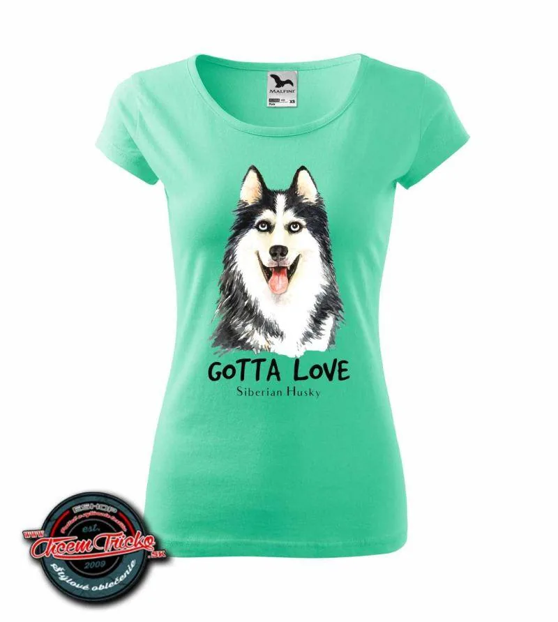 Dámske / pánske tričko s potlačou Siberian Husky