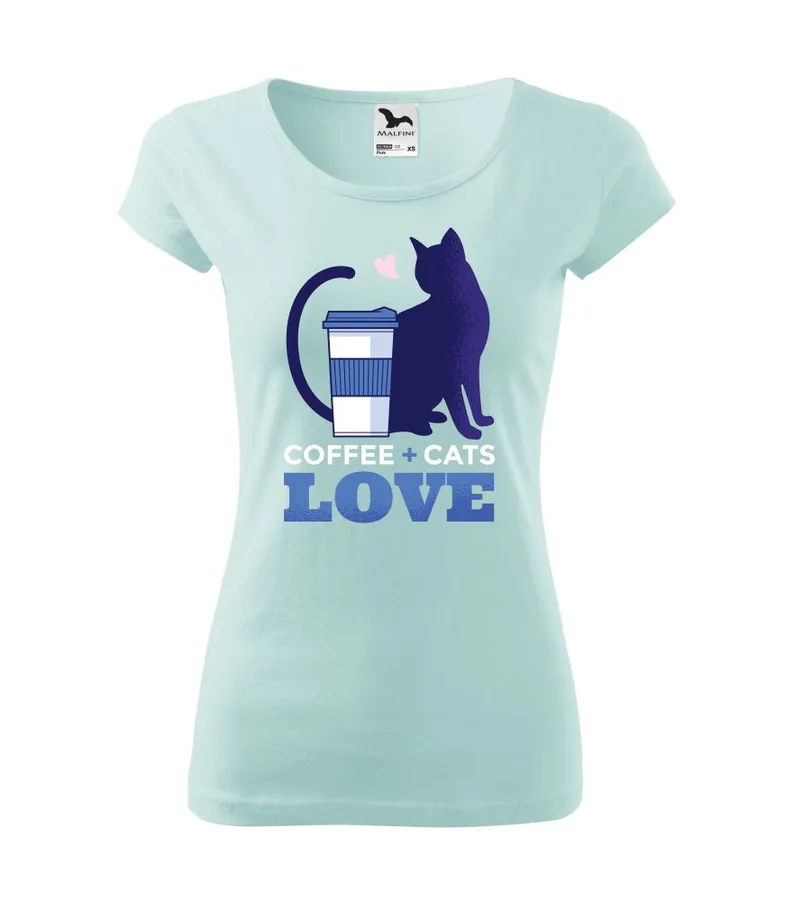 Dámske tričko Coffee and Cat Love