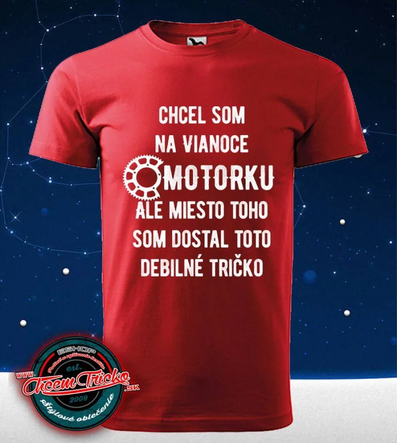 Tričko s potlačou Motorka na Vianoce