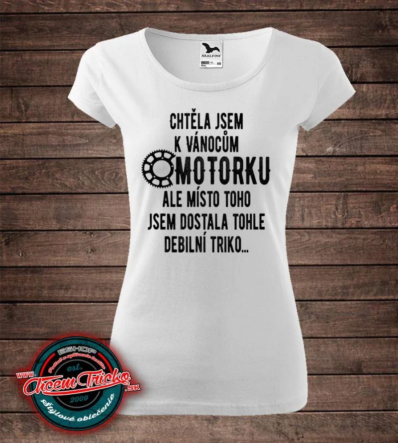 Tričko s potlačou Motorka k Vánocům