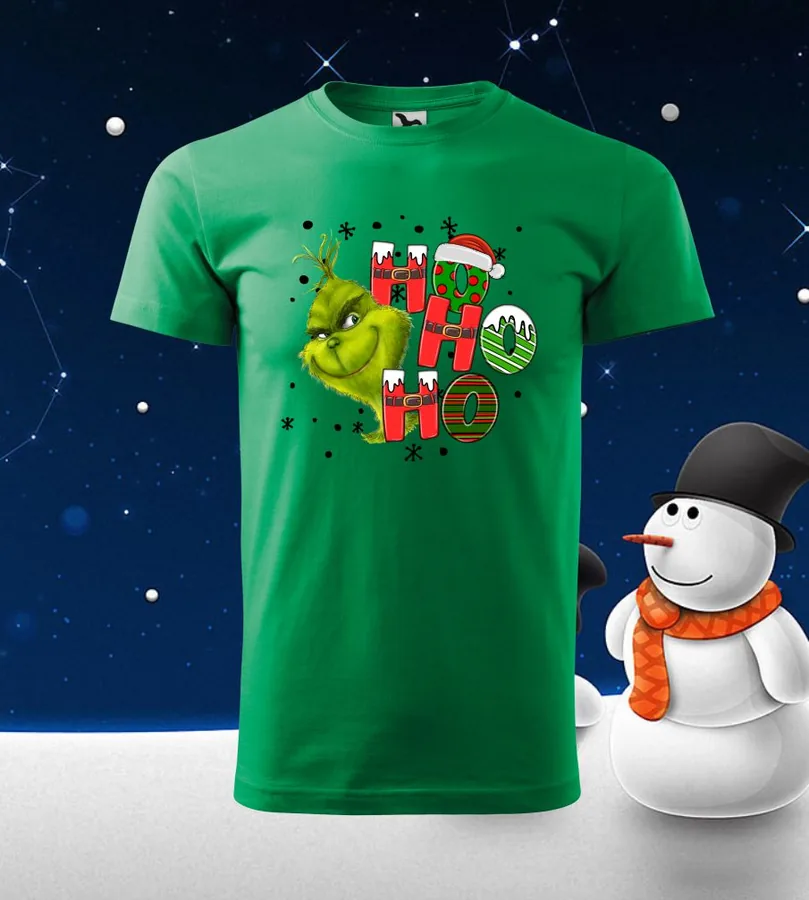  Dámske  vianočné tričko s potlačou Hohoho Grinch M, Biele - Výpredaj