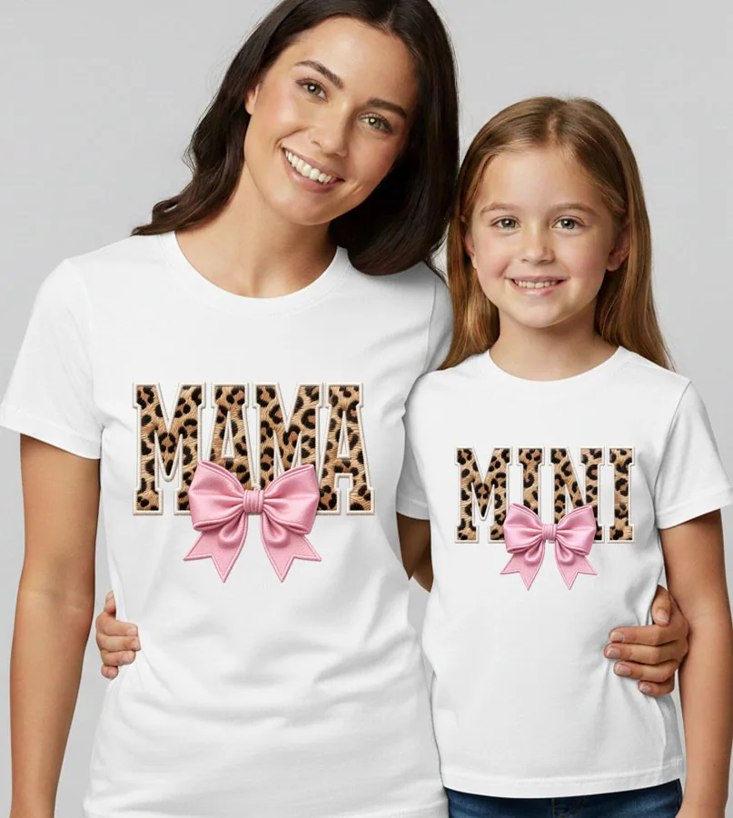 Štýlový set tričiek „MAMA & MINI“ s leopardím vzorom