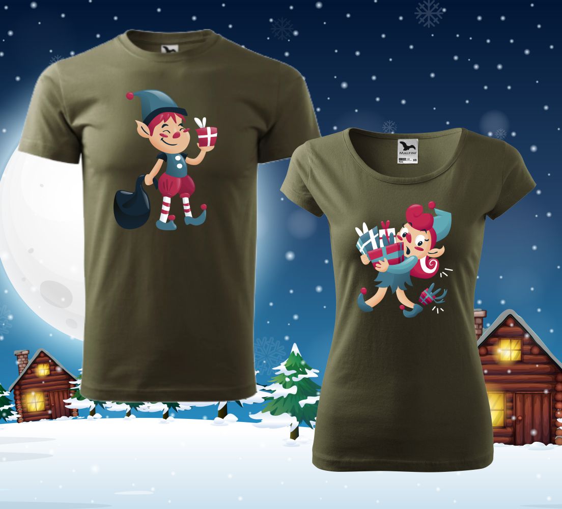 Vianočné tričká pre páry Elfovia
