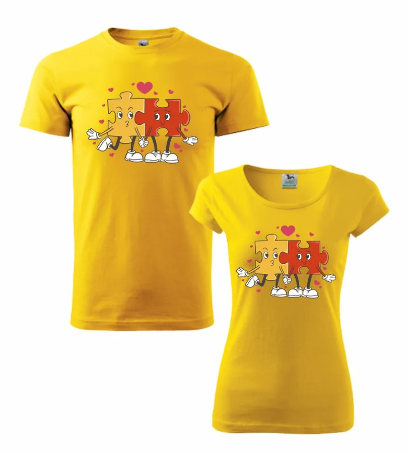 Tričká s potlačou pre páry Puzzle love