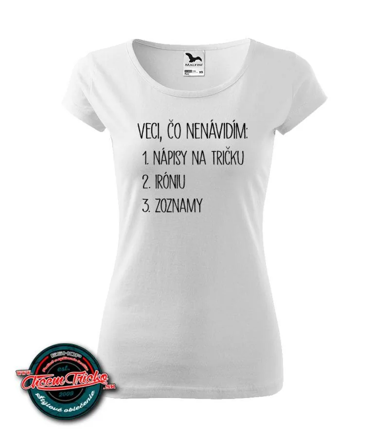 Tričko s nápisom Zoznam