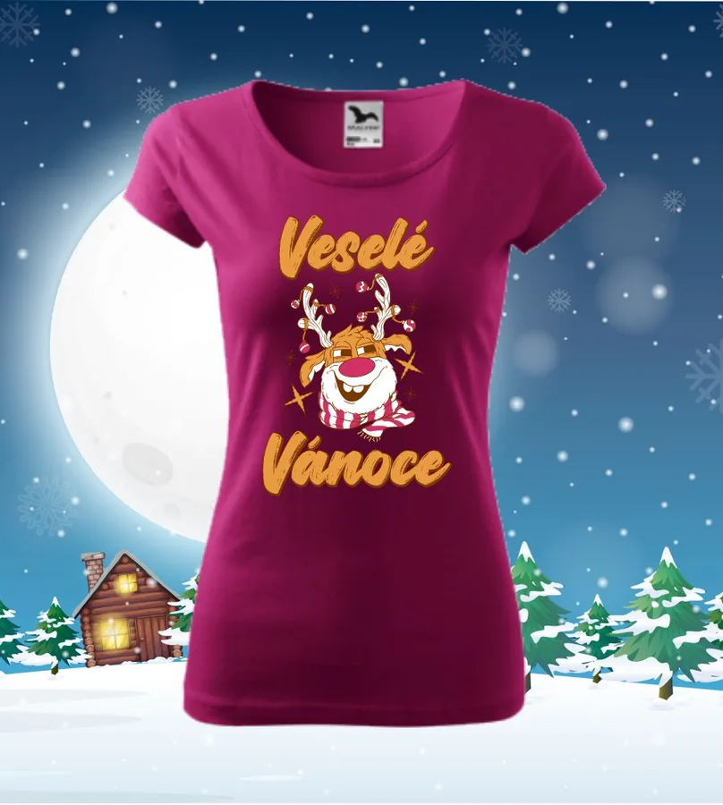Pánské / dámské vánoční tričko Veselé Vánoce sob (ČR)