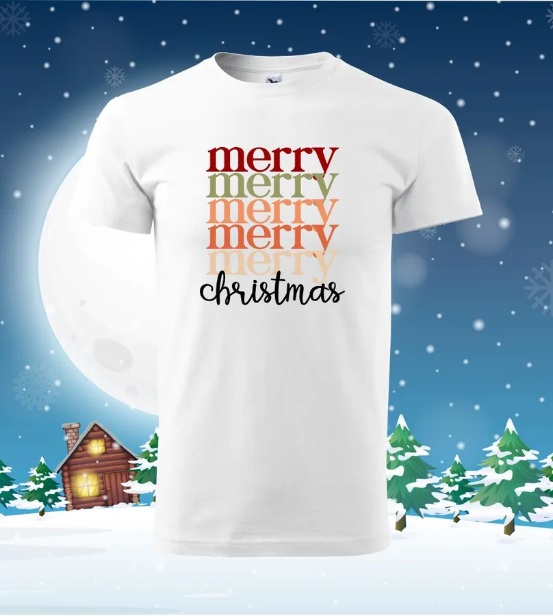 Tričko vianočné s potlačou Merry merry merry christmas