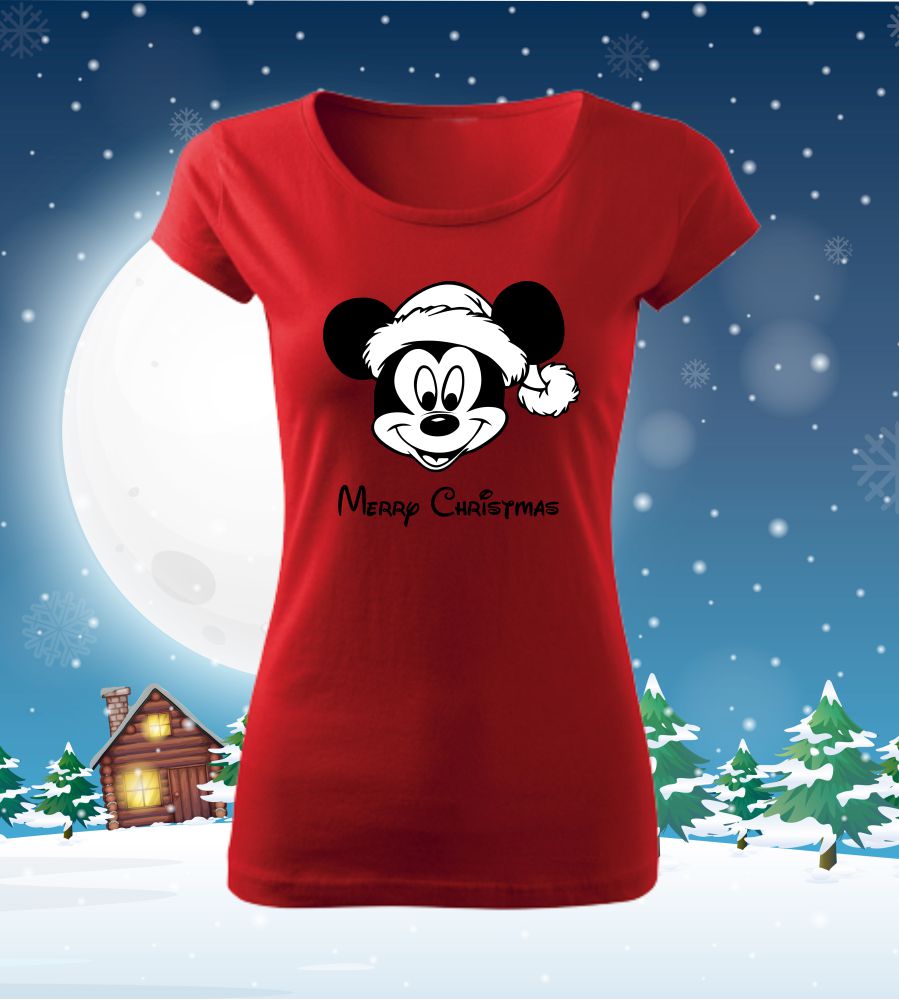 Vianočné tričko s potlačou Mickey