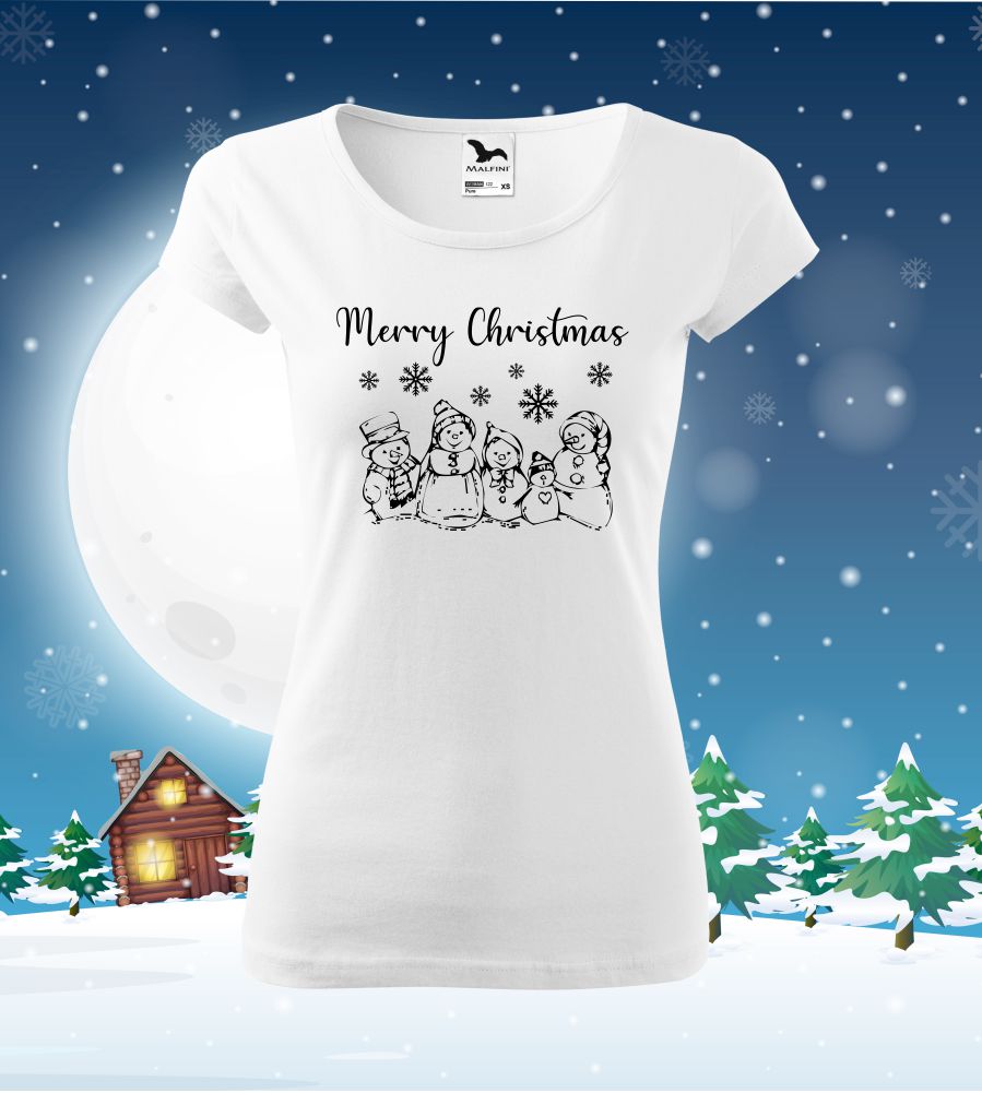 Vianočné tričko rodinka snehuliakov