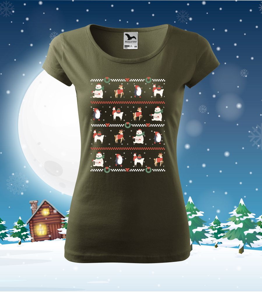 Tričko vianočné s potlačou Animals
