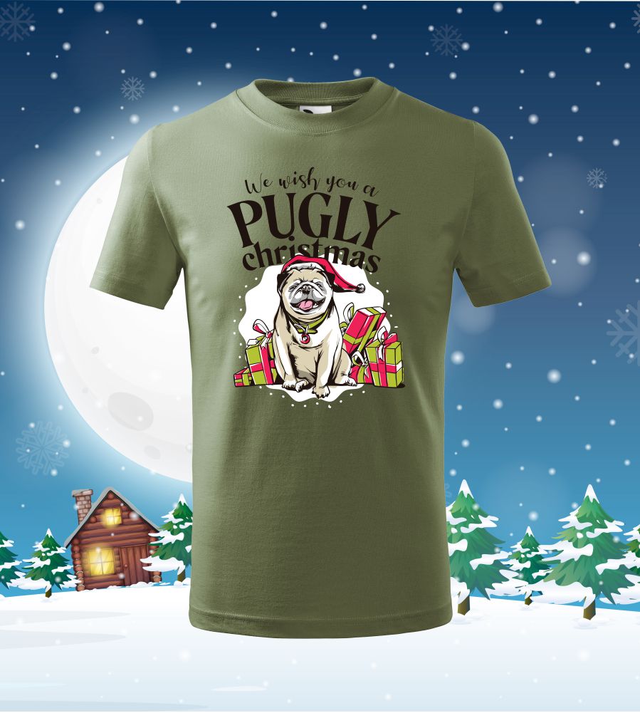 Detské tričko Pugly Christmas
