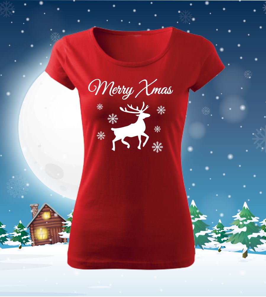 Dámske vianočné tričko Merry X sobík
