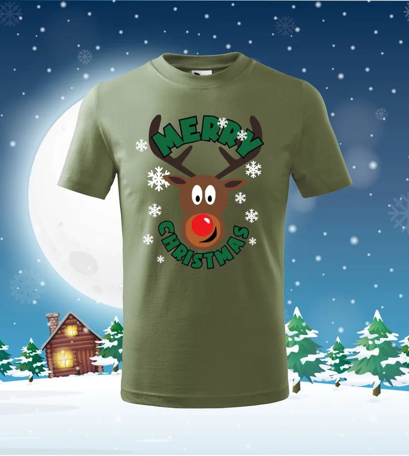 Detské tričko Merry Christmas sobík
