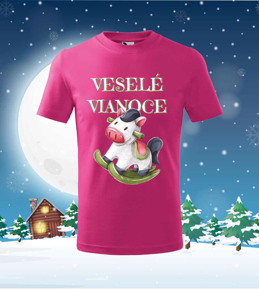 Detské tričko Veselé vianoce rocking horse
