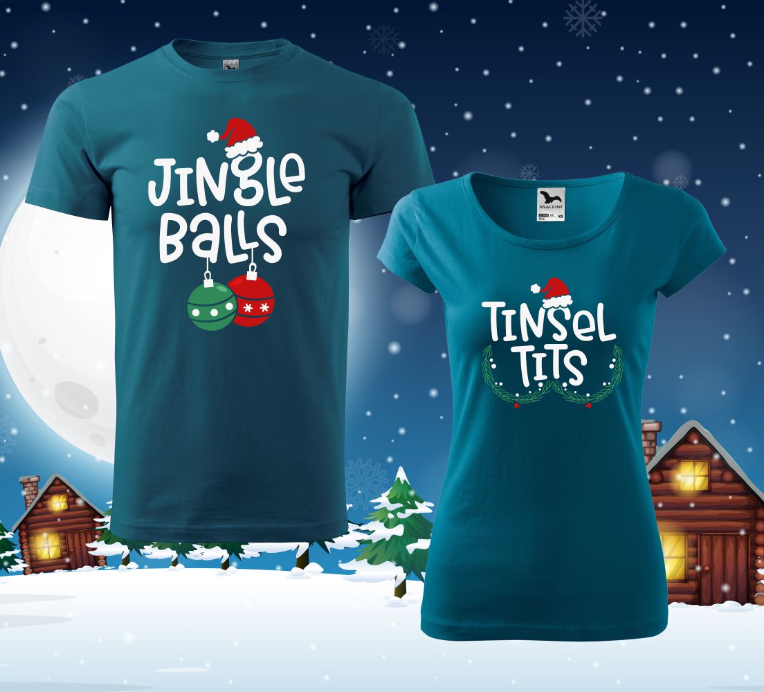 Vianočné tričká pre páry Jingle balls