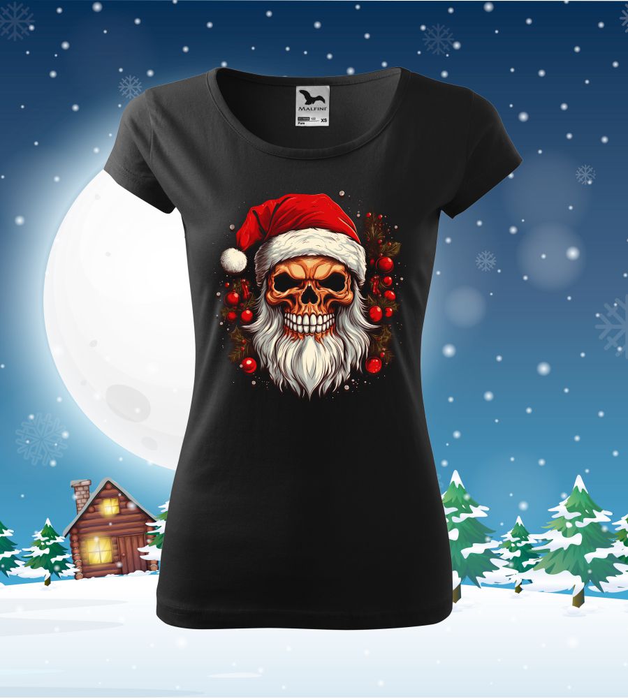 Tričko vianočné s potlačou Skull Santa