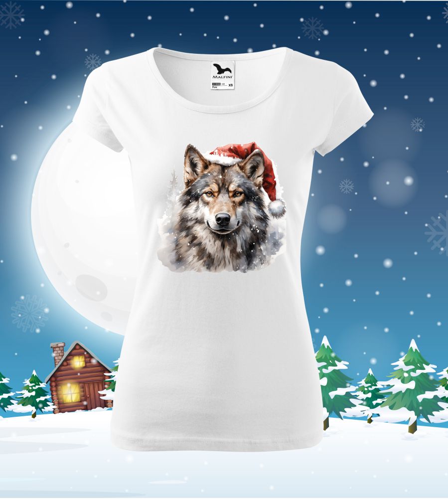Tričko vianočné s potlačou Wolf santa