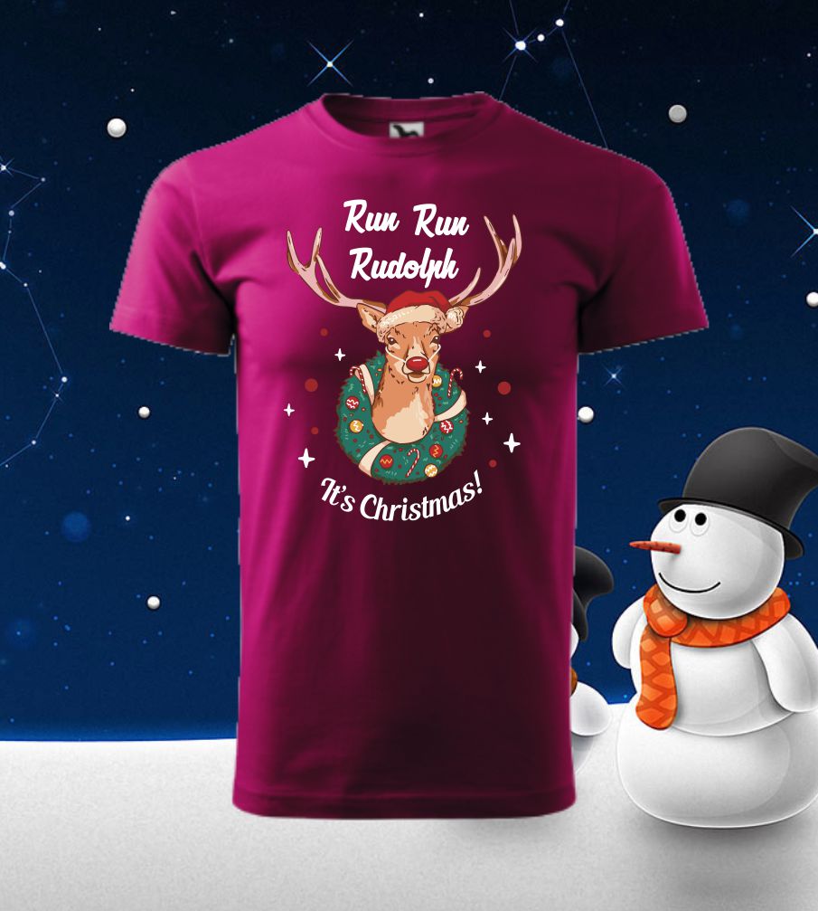 Pánske vianočné tričko Run run Rudolph