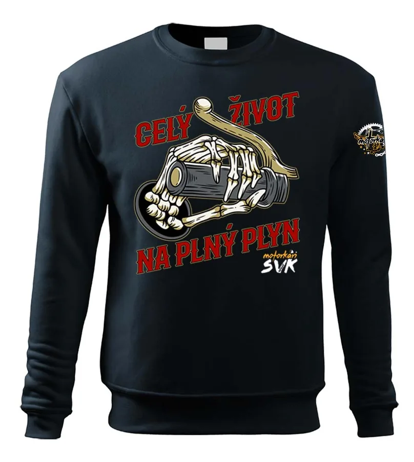 Motorkárska mikina Celý život na plný plyn - Skull