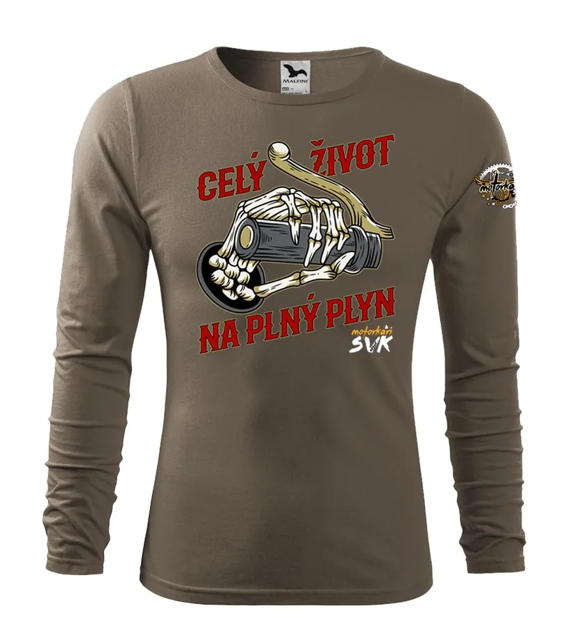 Mototričko s dlhým rukávom Celý život na plný plyn - Skull