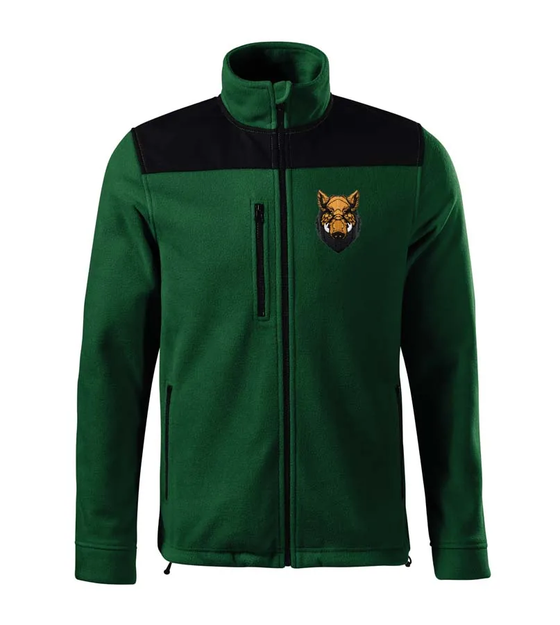 Poľovnícka fleece bunda s výšivkou Diviaka