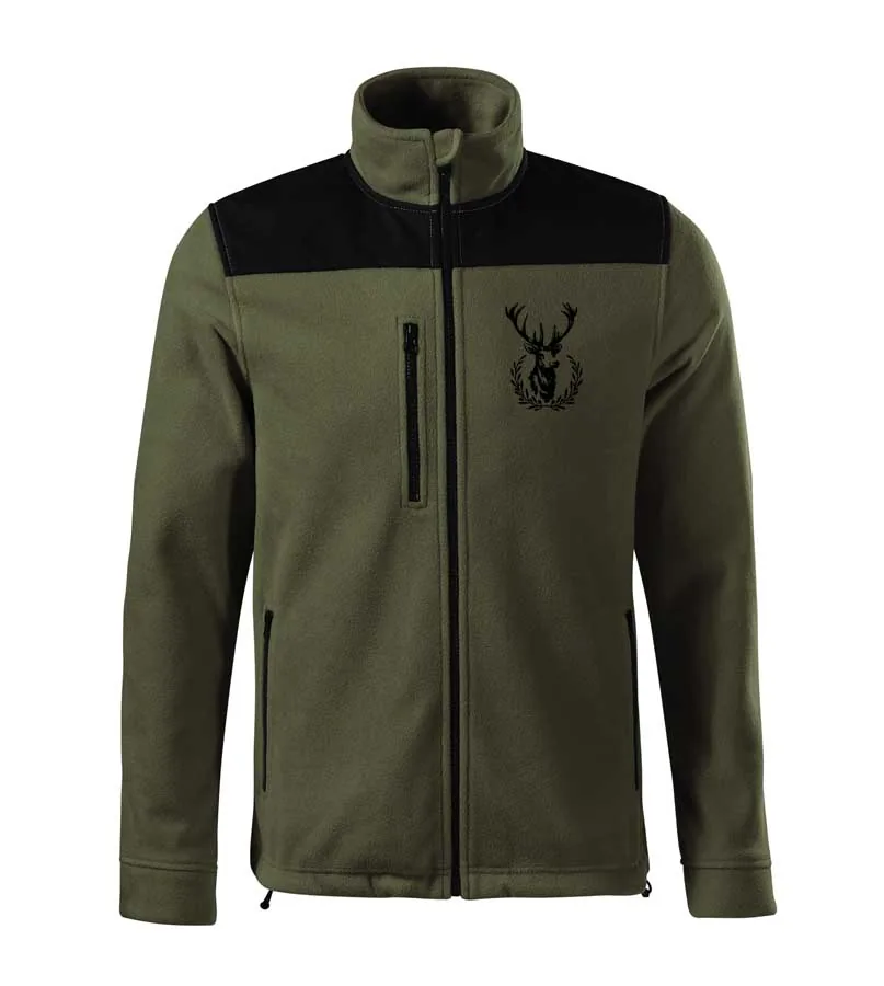 Poľovnícka fleece bunda s výšivkou Jeleňa