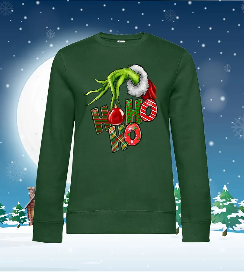 Mikina dámska / pánska bez kapuce Hohoho grinch