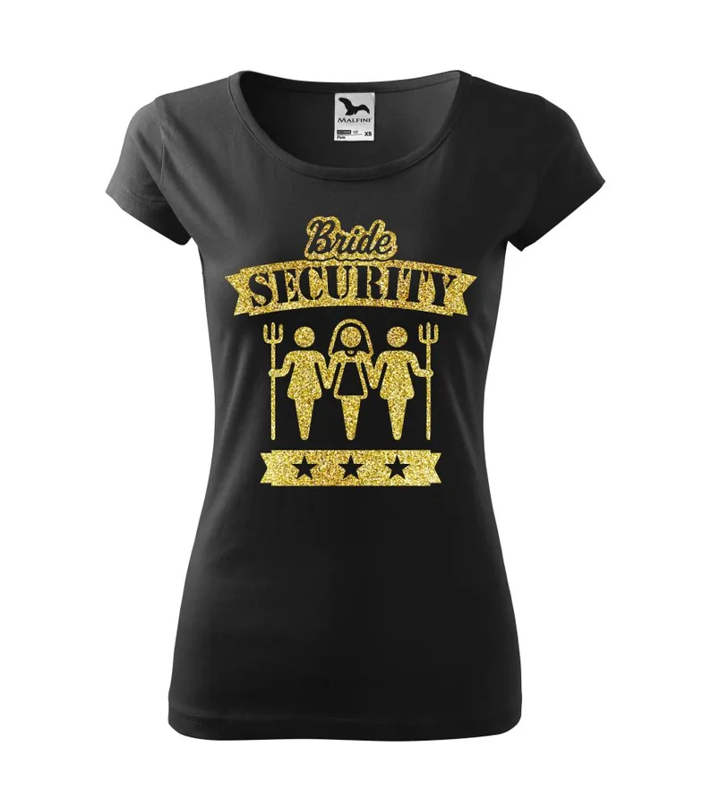 Tričko na rozlúčku so slobodou pre družičku Bride Security gold