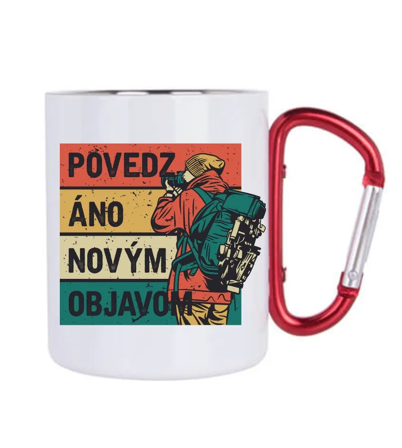 Hrnček kovový biely Povedz áno novým objavom