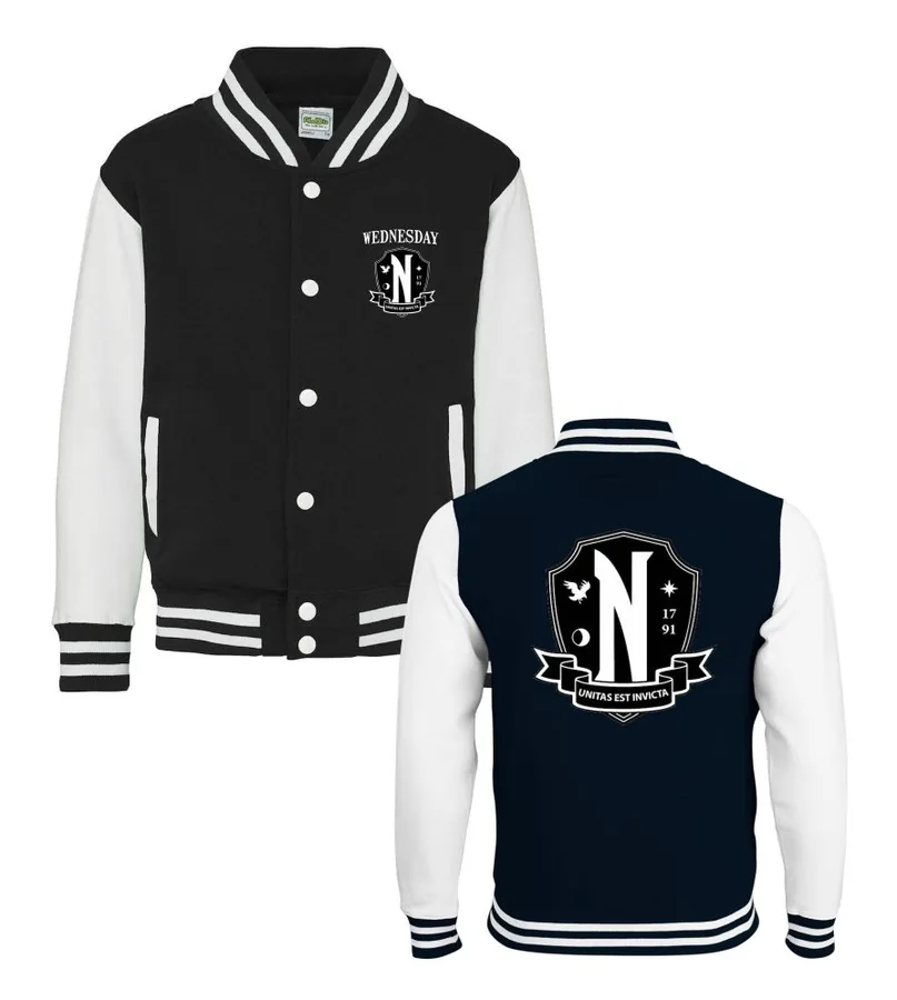 Detská / unisex baseball mikina Wednesday Nevermore academy