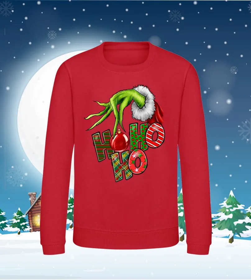 Mikina detská bez kapuce Hohoho Grinch
