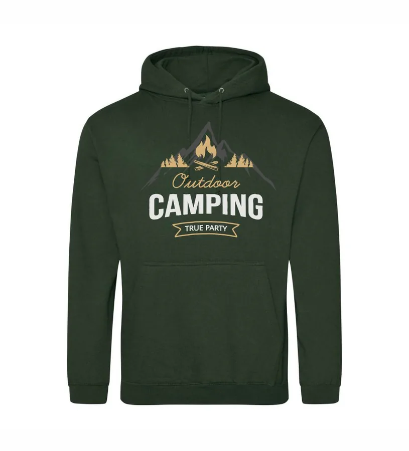 Kapucňová mikina s potlačou Camping