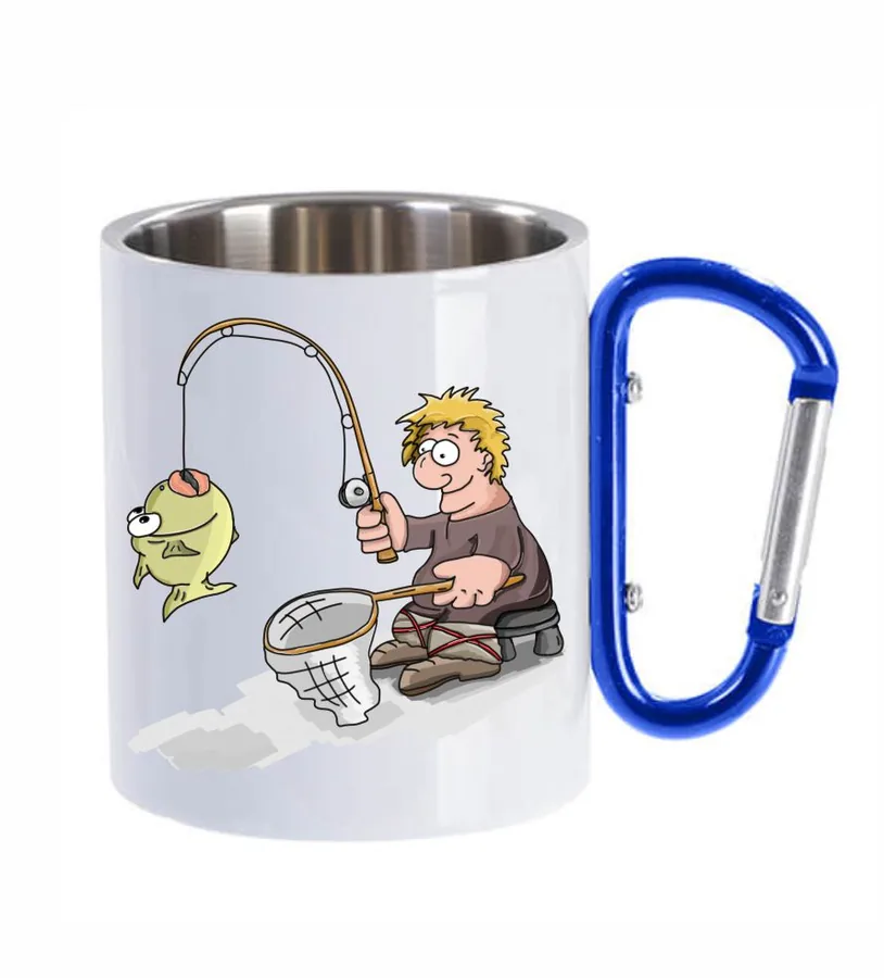 Kovový hrnček biely Rybár