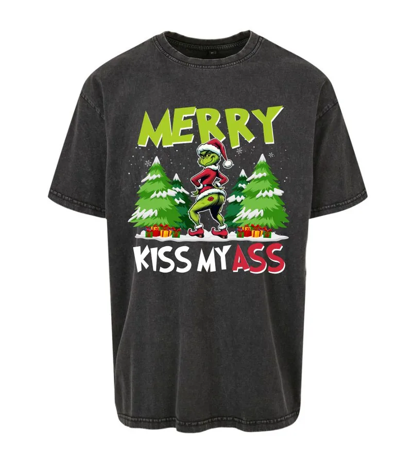 Unisex tričko oversize Grinch kiss my ass
