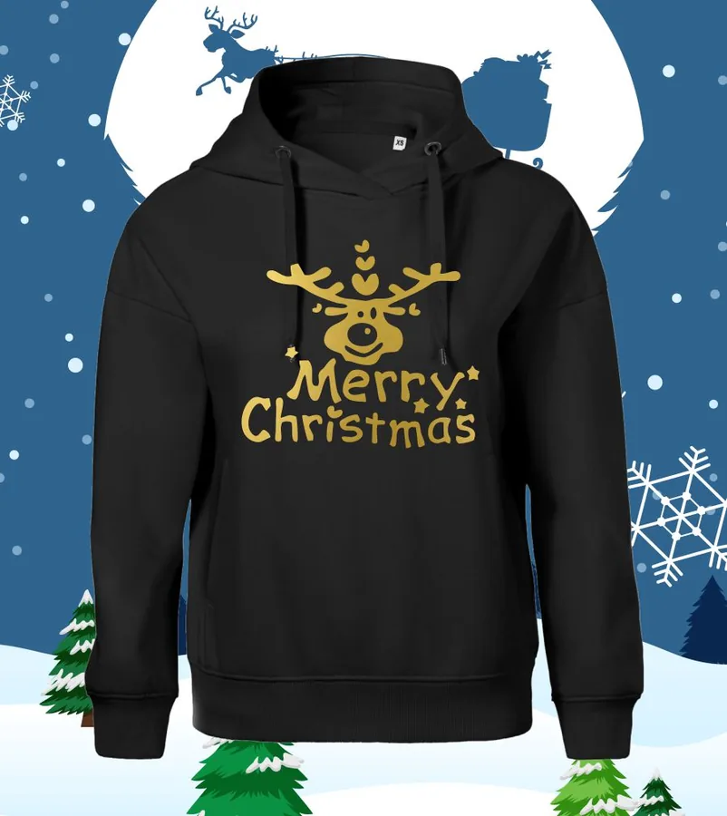Dámska / pánska vianočná mikina Merry Christmas sobik gold