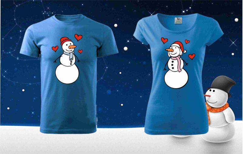 Vianočné tričká pre páry Snehuliaci