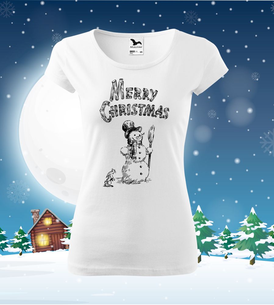 Tričko vianočné s potlačou Snehuliak a zajko