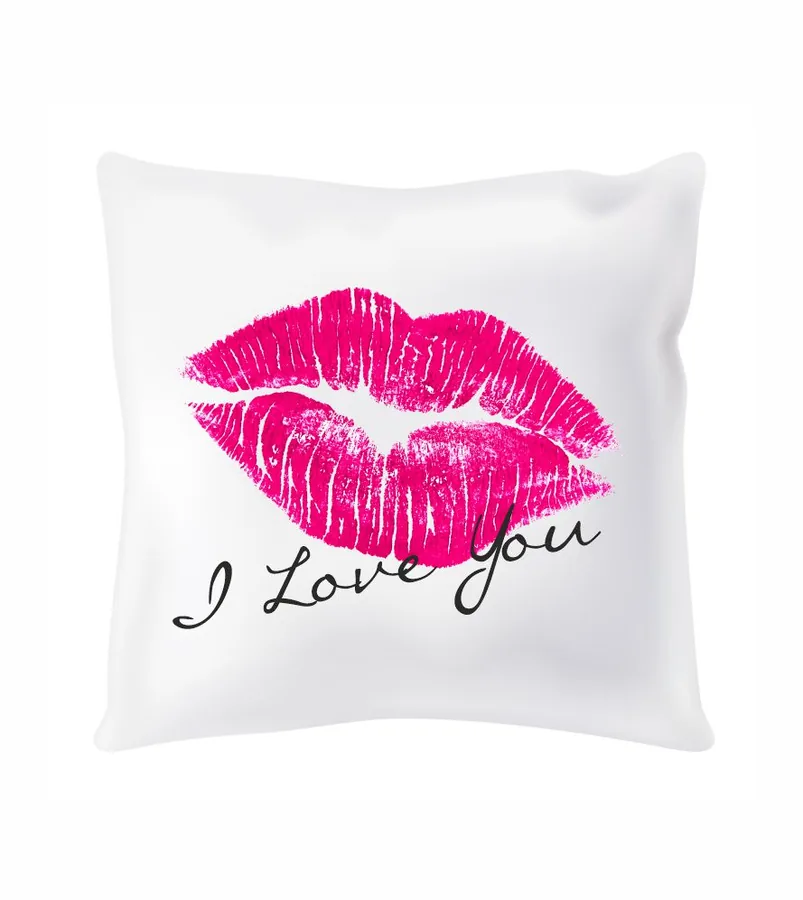 Saténový vankúš I love you (kiss)