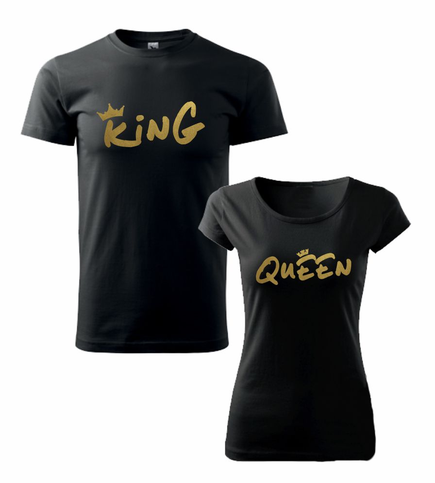 Tričká s potlačou King + Queen gold