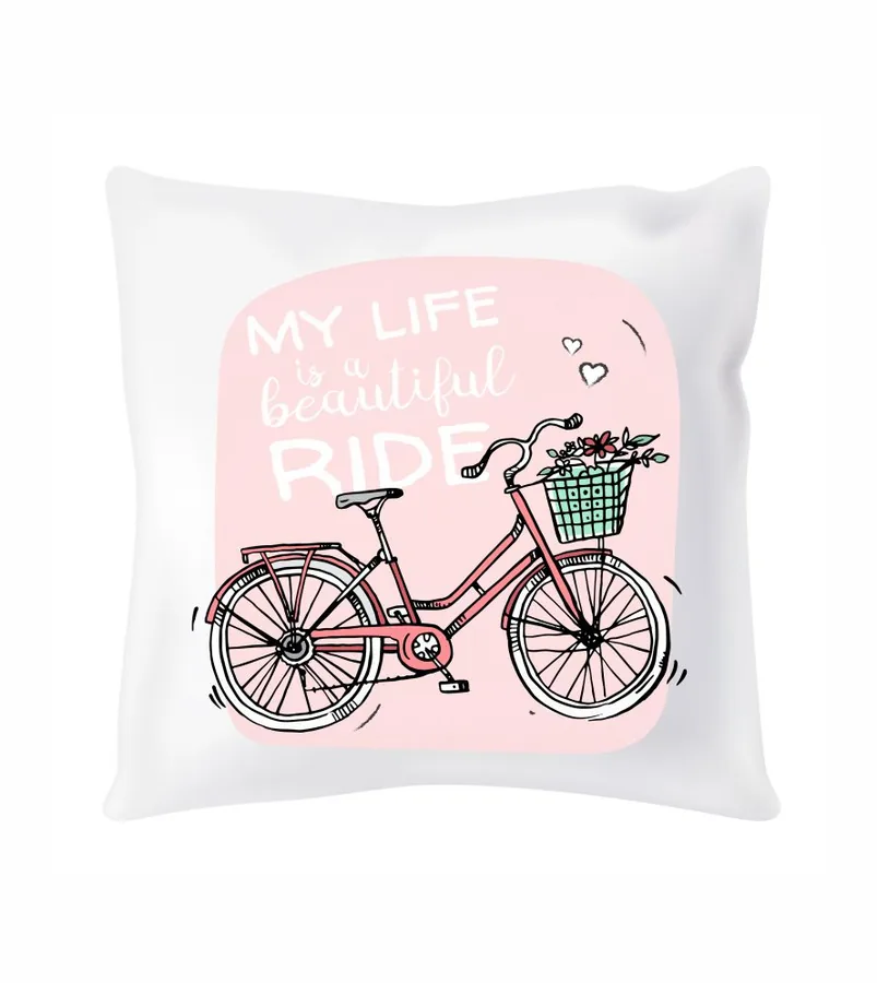 Saténový vankúš My life is beautiful ride