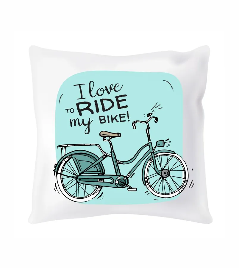Saténový vankúš I love ride my bike