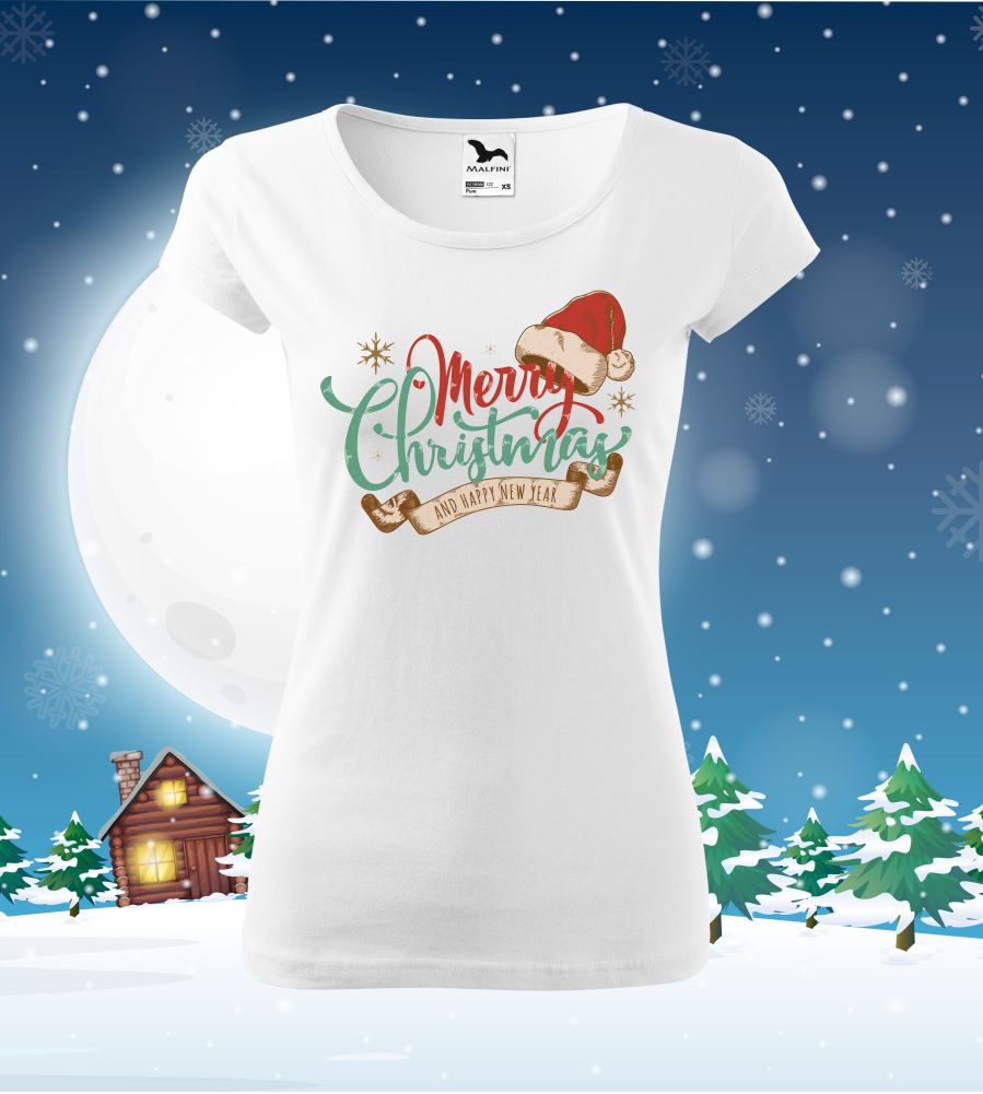 Dámske vianočné tričko Merry Christmas and happy ...