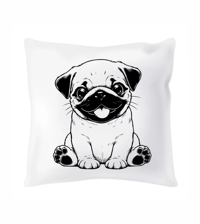 Saténový vankúš Pug puppy